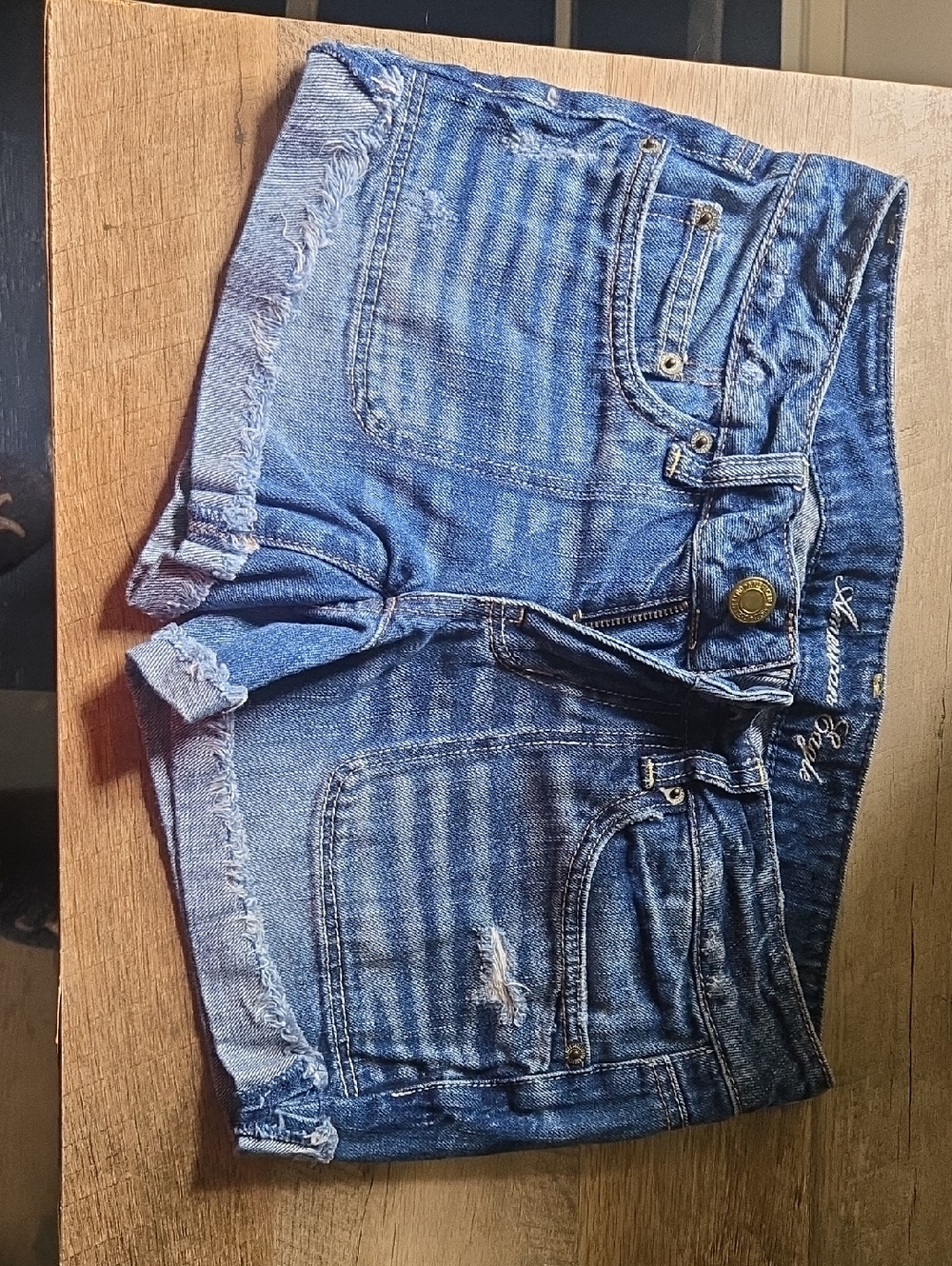 American Eagle Outfitters Blue Distressed Denim Shorts